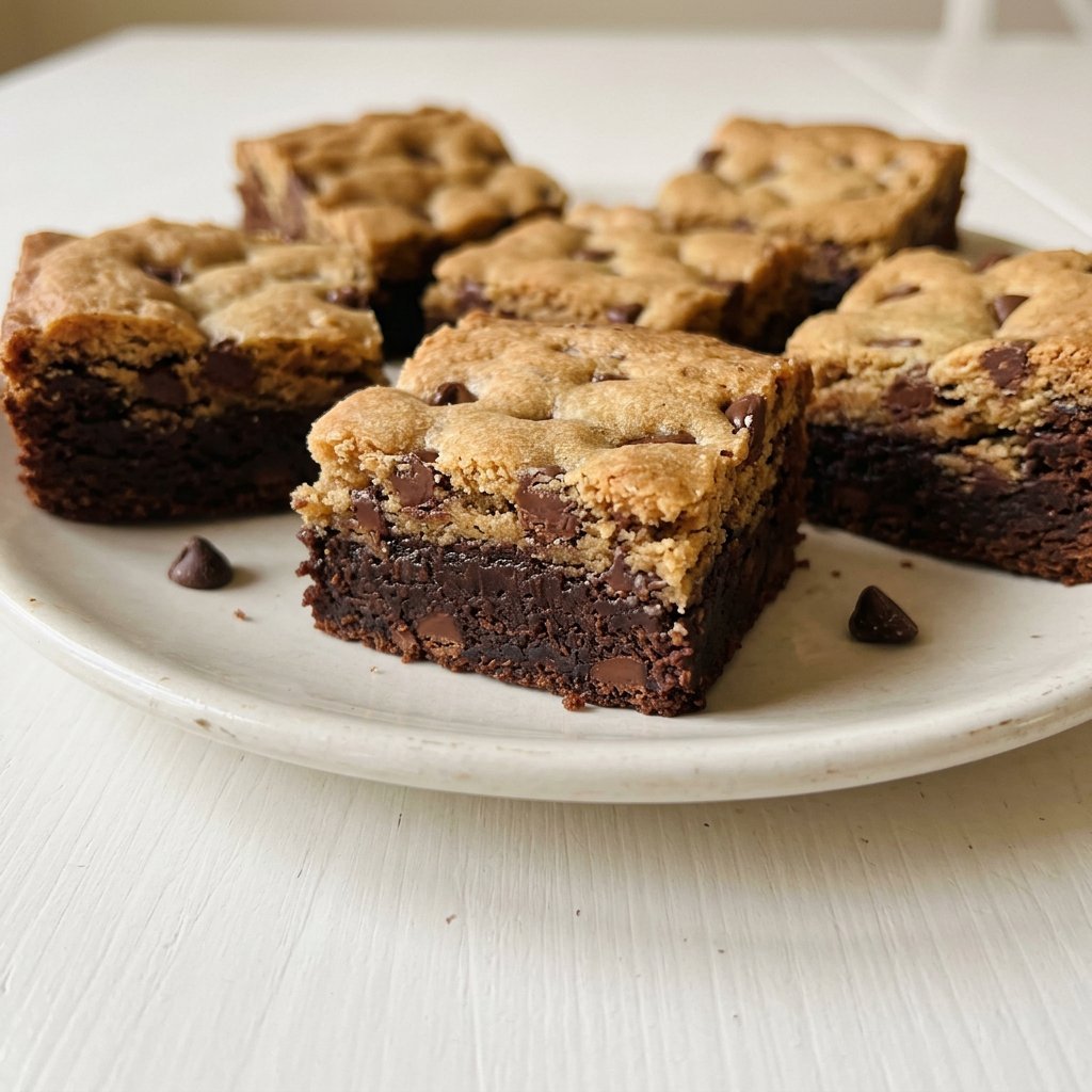 Cookie brownie bars with chocolate chips