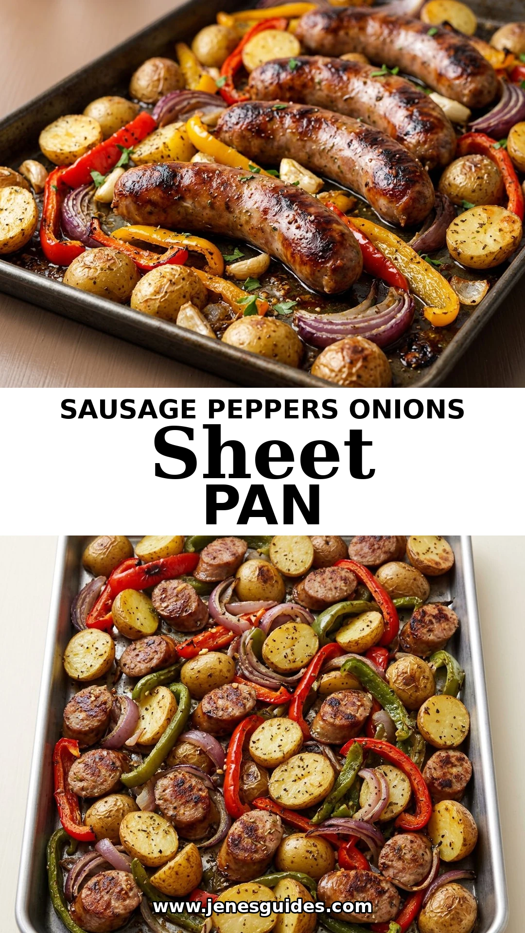 Sausage Peppers Onions Sheet Pan Pinterest pin