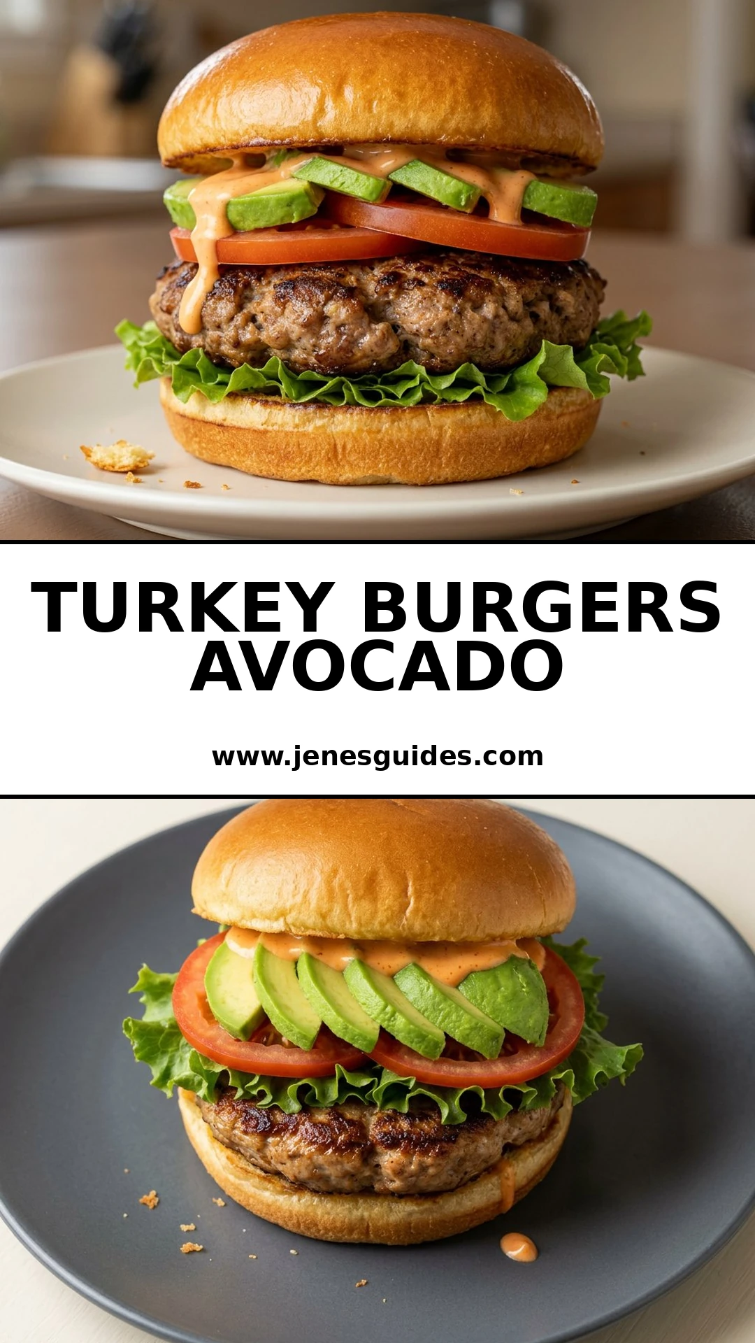 Turkey Burgers Avocado Pinterest pin
