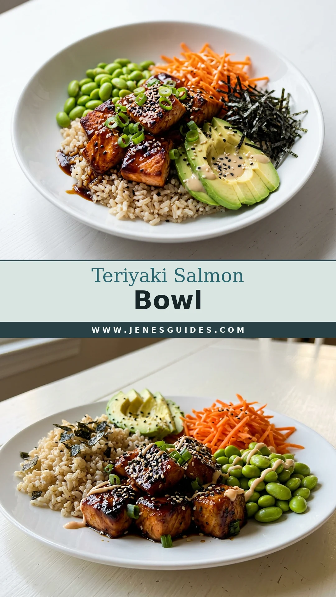 Teriyaki Salmon Bowl Pinterest pin