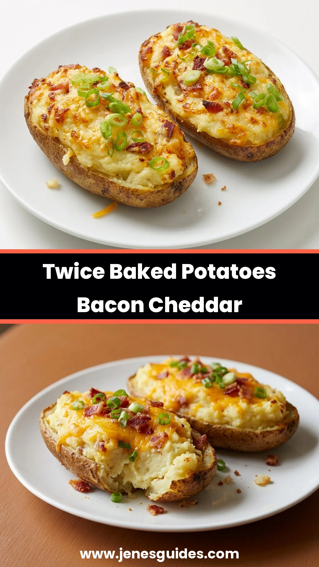 Twice Baked Potatoes Bacon Cheddar Pinterest pin