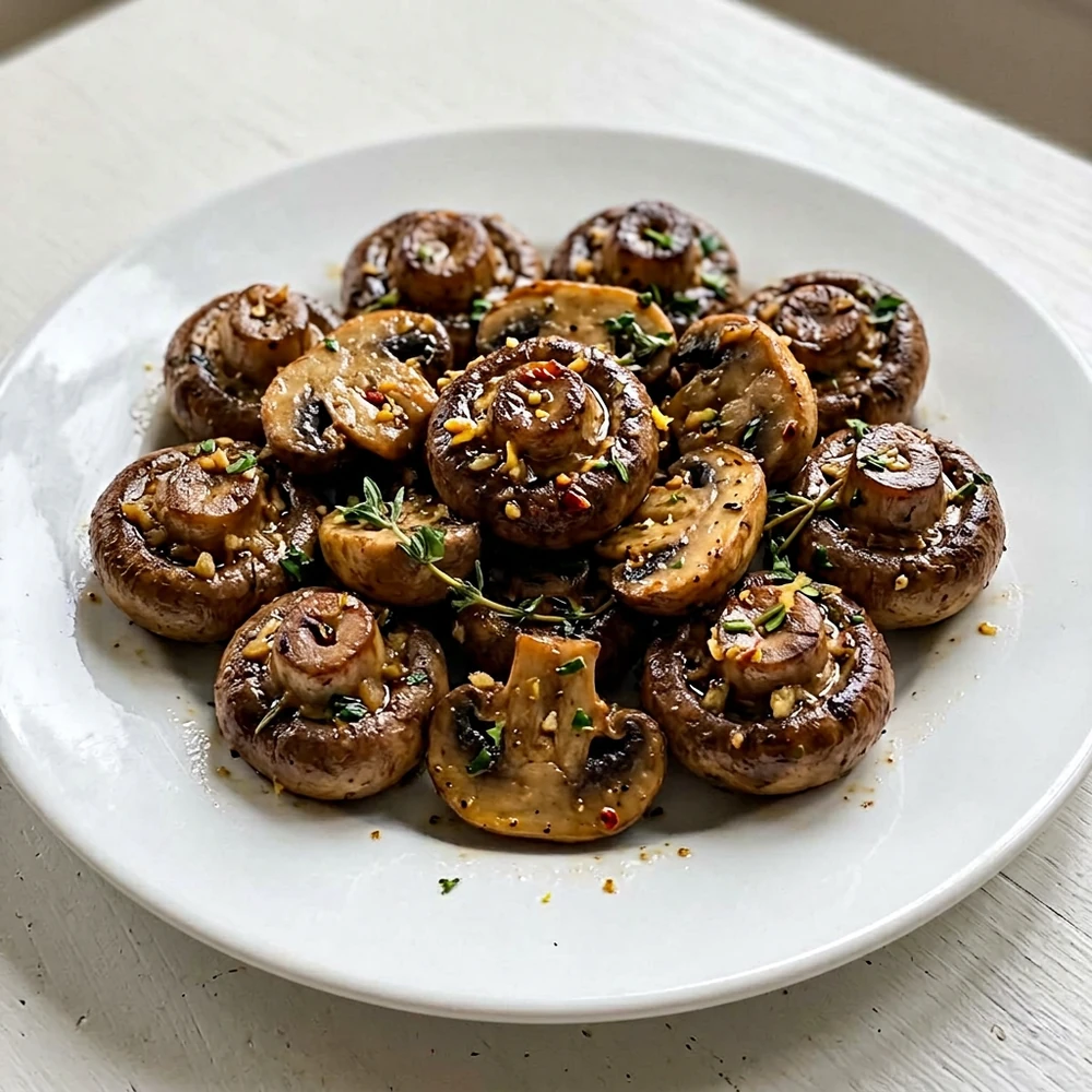 Garlic butter mushrooms with lemon, parsley, and thyme