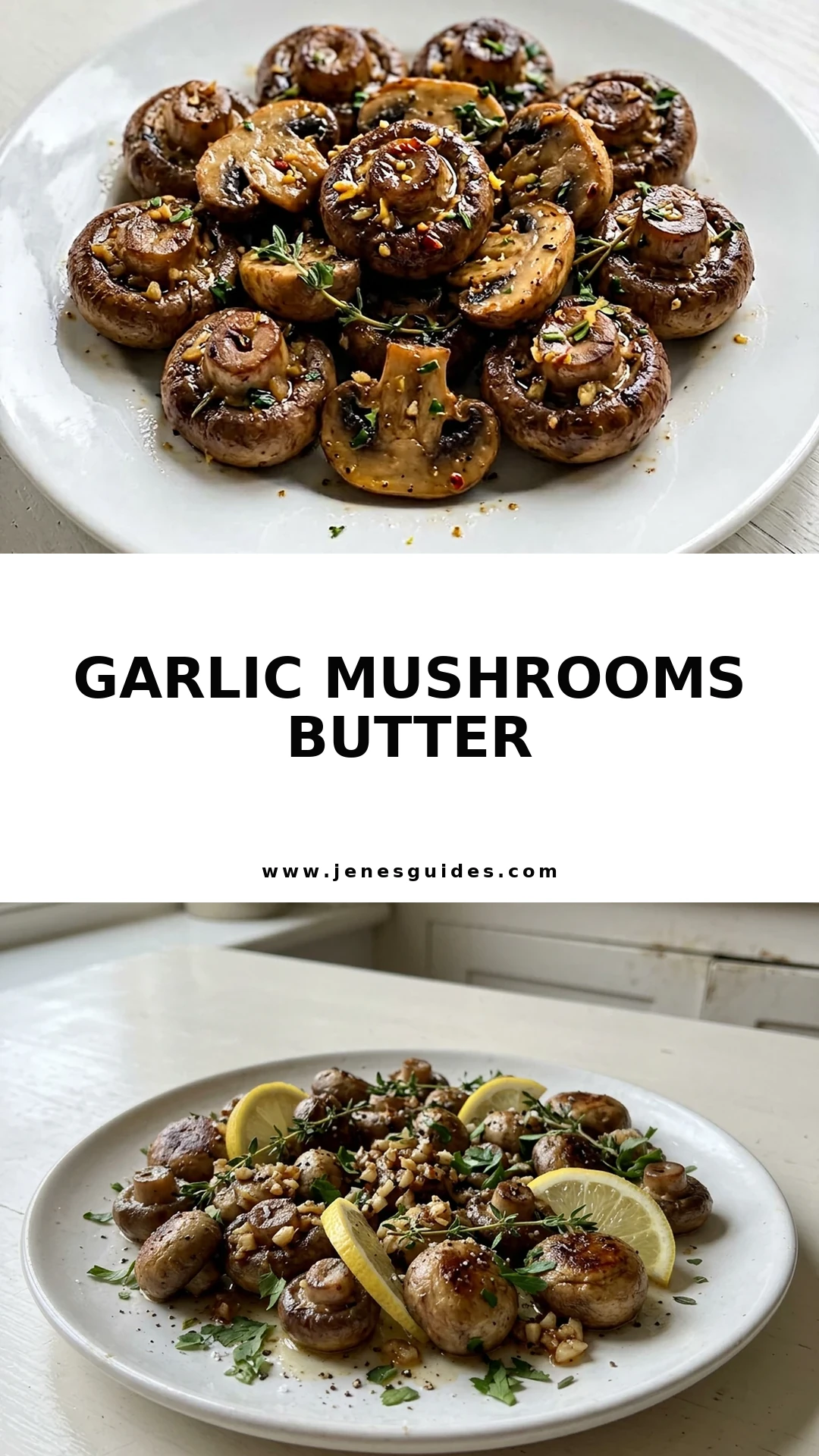 Garlic Mushrooms Butter Pinterest pin