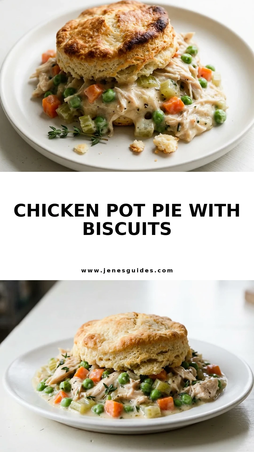 Chicken Pot Pie with Biscuits Pinterest pin