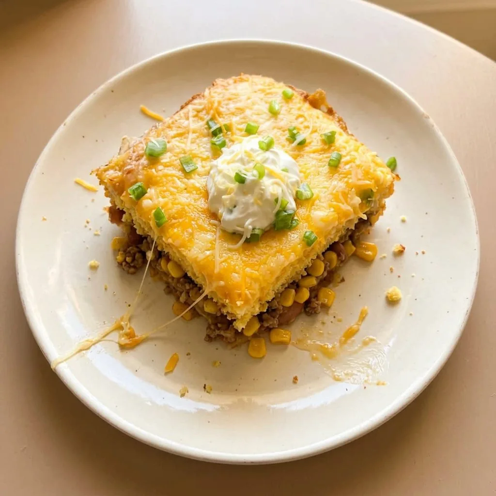 Mexican cornbread casserole - plated servings