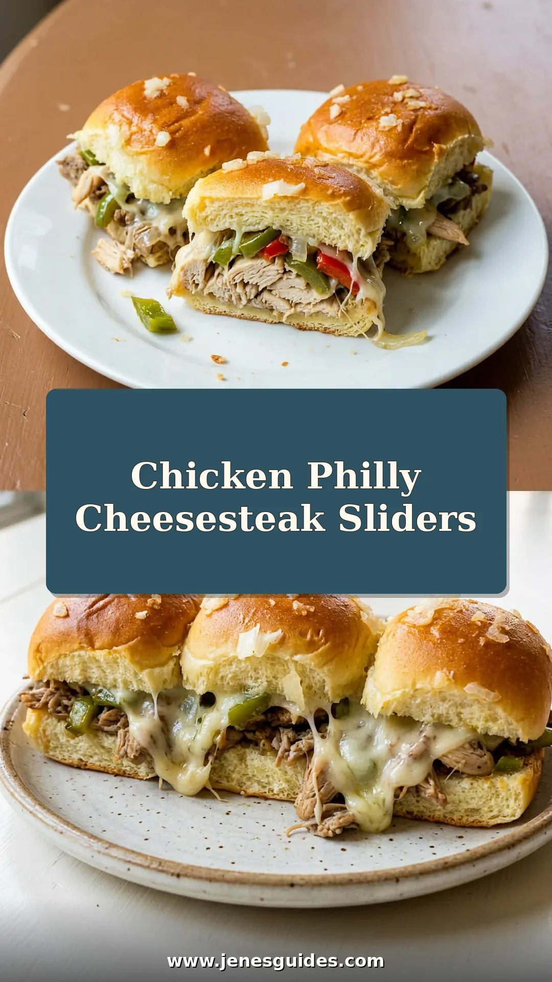 Chicken Philly Cheesesteak Sliders Pinterest pin
