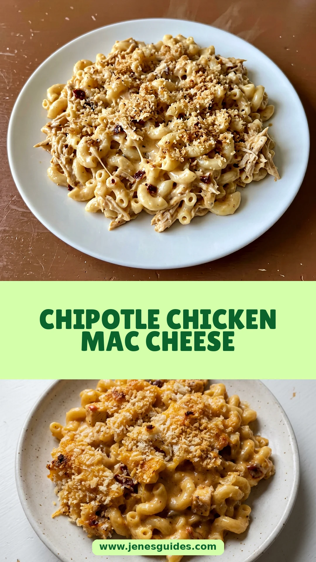 Chipotle Chicken Mac Cheese Pinterest pin   www.jenesguides.com