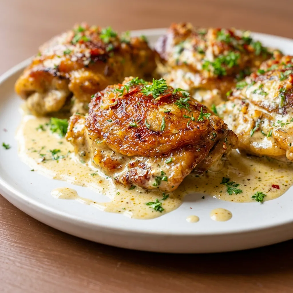 CREAMY SMOTHERED CHICKEN THIGHS