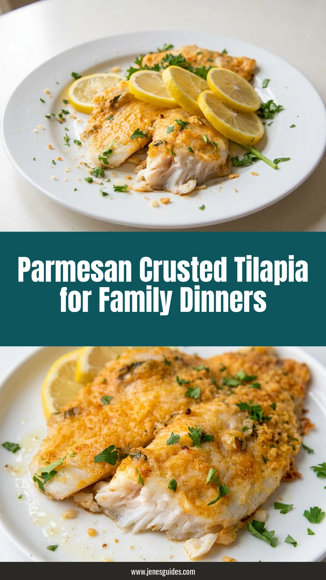 Parmesan Crusted Tilapia for Family Dinners - Pinterest pin