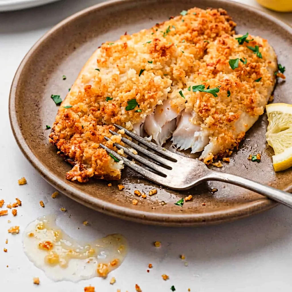 PARMESAN CRUSTED TILAPIA FOR FAMILY DINNERS served on a plate