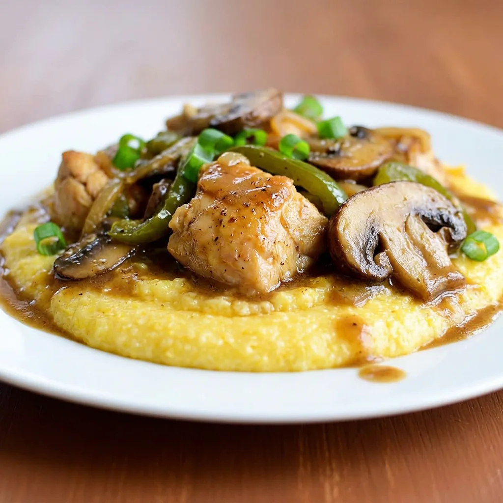 SAUCY SMOTHERED CHICKEN WITH PARMESAN GRITS